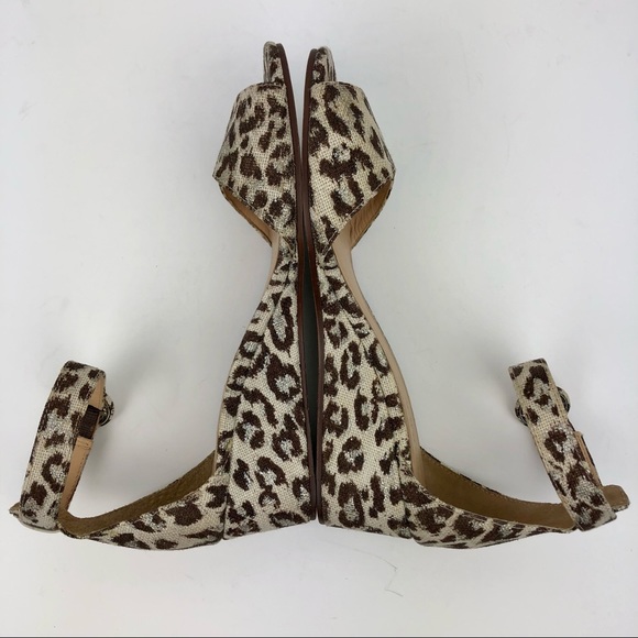 J. Crew Leopard Print Metallic Laila Low Wedge Ankle Strap Sandals 6.5 - Picture 5 of 12